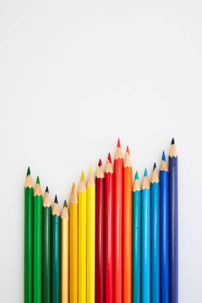 istock Colorful wooden pencils for drawing on white a background 1166743446