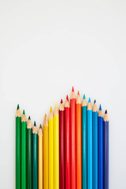 istock Colorful wooden pencils for drawing on white a background 1166743486