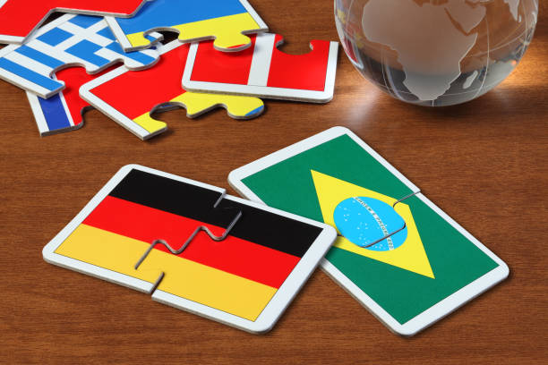istock Germany and Brazil Flags in puzzle 1166746604