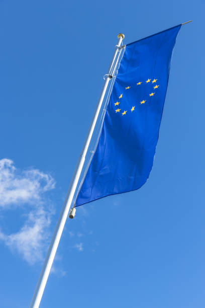 A European flag that flies at the top of a mast