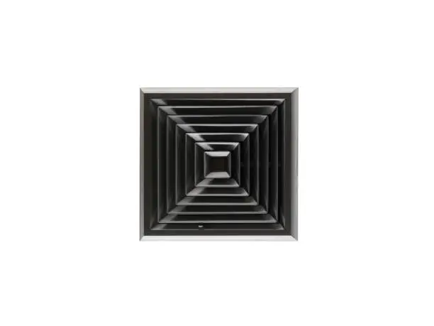 Photo of Square Ceiling Diffuser,4 way supply ceiling air diffuser, Air louver ceiling diffuser - Supply air diffuser isolated on white background with clipping path.