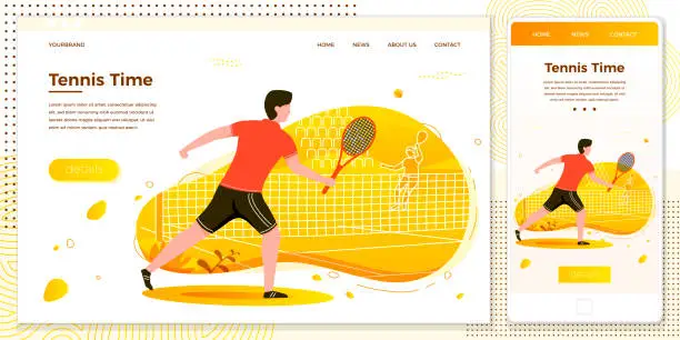 Vector illustration of Vector cross platform illustration tennis man