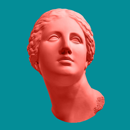 Cartel de arte conceptual moderno con antigua estatua de busto de Venus. Collage de arte contemporáneo. photo
