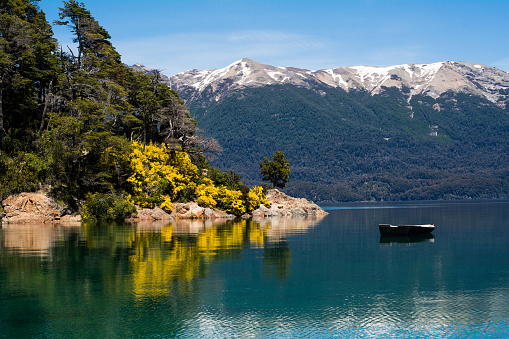 Mountains and Lake, summer landscape in San Martin de los andes, Argentina.