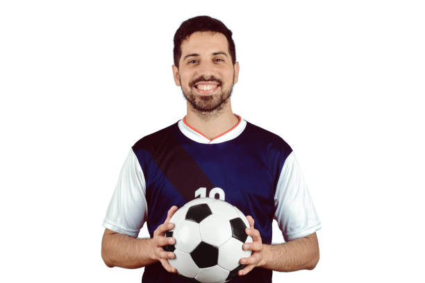 istock Man with football ball. 1166755431