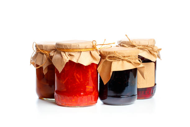 istock set og  glass bottles with preserved food on white background - Image 1166758135