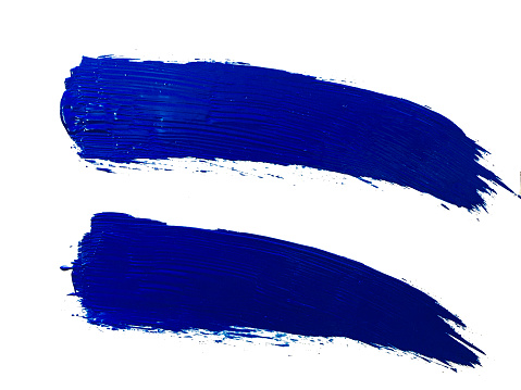 Blue paint brush strokes on white background