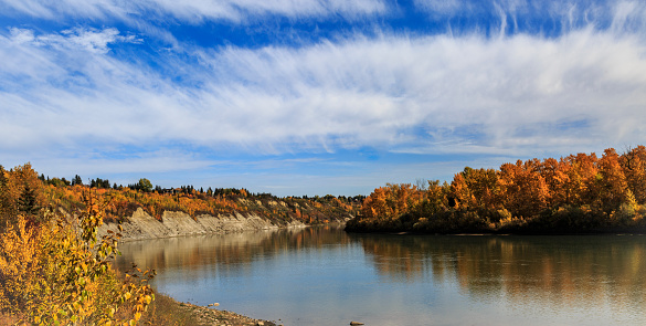 Fall colors on the Saskatchewan River Edmonton Alberta