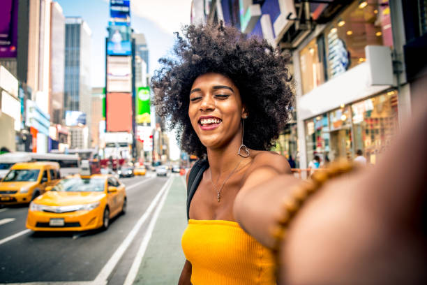 istock Beautiful woman in New York 1166773845