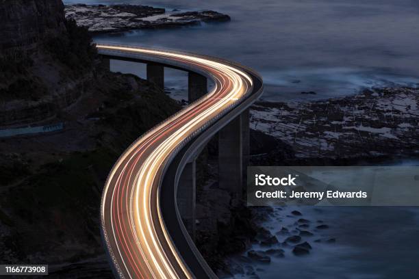 Traffic On Bridge Stock Photo - Download Image Now - Road, Speed, Night