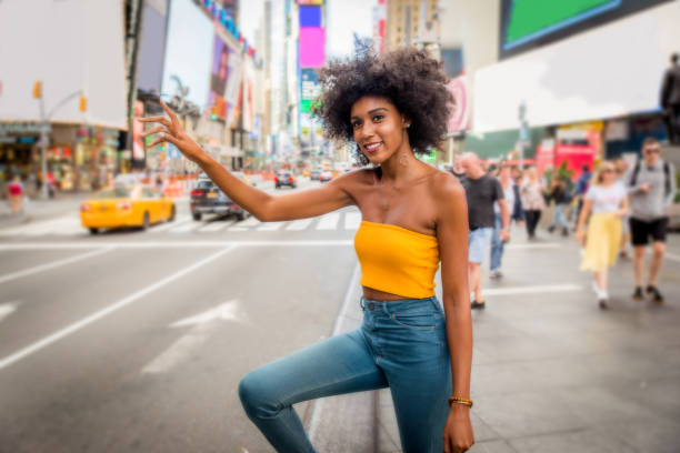 istock Beautiful woman in New York 1166773937