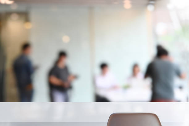 istock Empty white table and chair on business meeting room. 1166774071