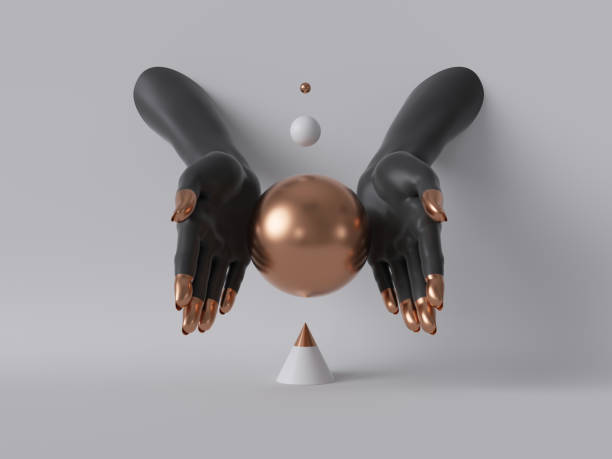 istock 3d render, black decorative female mannequin hands isolated on white background, holding rose gold ball, body parts, fashion concept, esoteric fortuneteller, sacred geometry, clean minimal design 1166774128
