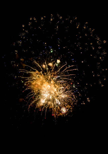 istock Celebration With Bright Colorful Fireworks Over Black Sky 1166774397