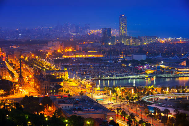 istock View to  Barcelona   in night.  Spain 1166775797