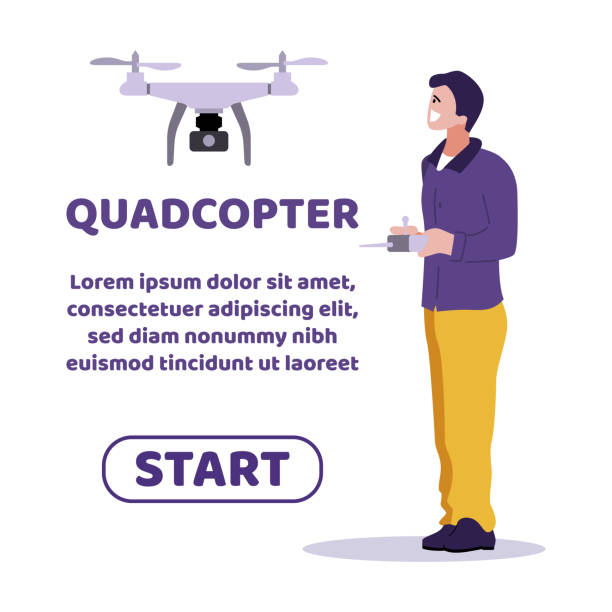 webseite werbung quadcopter für kameraaufnahmen - filming point of view illustrations stock-grafiken, -clipart, -cartoons und -symbole