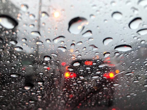 istock Rain makes traffic jam on work day, everyone goes to work late, driving with caution for safety. 1166775814