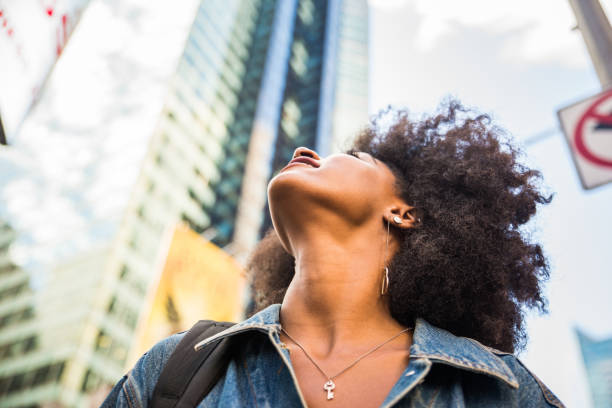 istock Beautiful woman in New York 1166776048