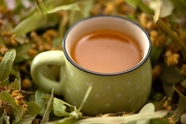 A Cup Of Herbal Tea With Linden Leaves