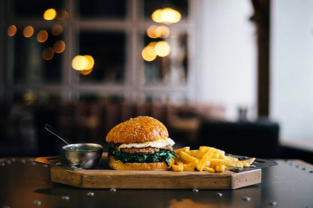 istock Burger with golden potato 1166783822