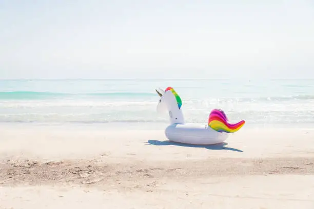 Inflatable unicorn at the beach