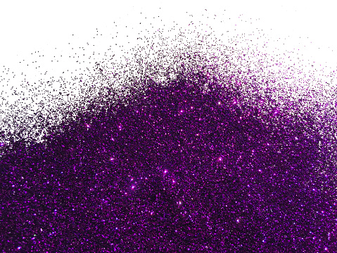 Shiny purple glitter texture and sparkling on white background