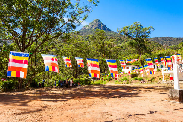 Adams Peak or Sri Pada is a tall mountain in Sri Lanka. Adams Peak is well known for the Sri Paadaya Temple with sacred Buddha footprint in Buddhist tradition.
