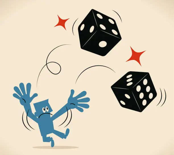 Vector illustration of Businessman throwing two dice