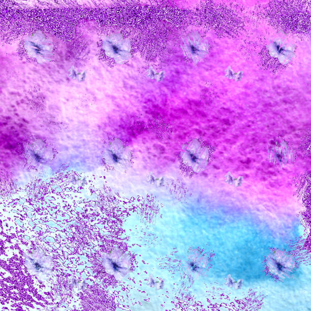 istock Watercolor background in lilac-blue colors with lavender flowers 1166794139
