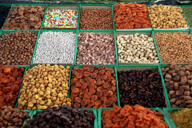 istock Variety of dried fruit and nuts on the bazaar 1166798387