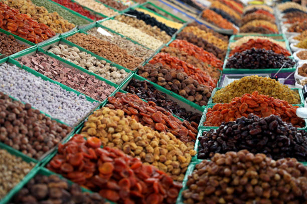 istock Variety of dried fruit and nuts on the bazaar 1166798769