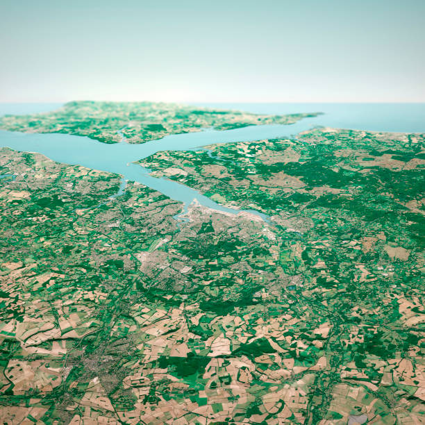 Southampton England 3D Render Aerial Horizon View From North Oct 2018