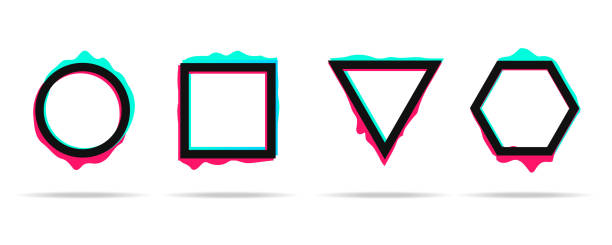 istock Set of frames and borders with fluid glitch effect. Trendy modern design for covers, posters, banners, flyers. Vector illustration 1166804069
