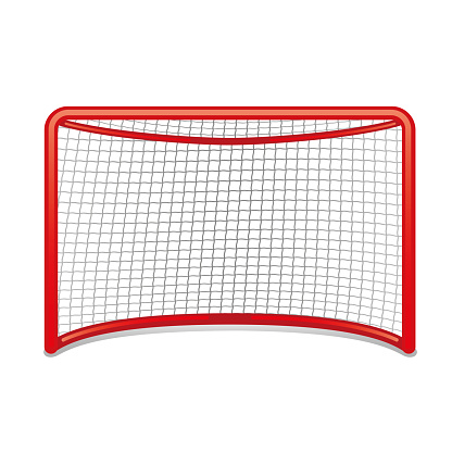 Red hockey goal on a white background.