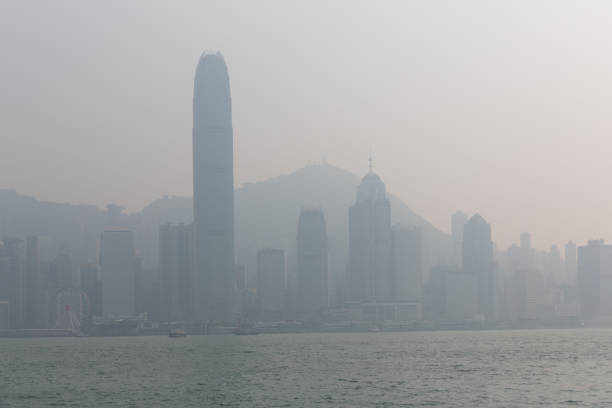 Air Pollution in Victoria Harbour, Hong Kong.