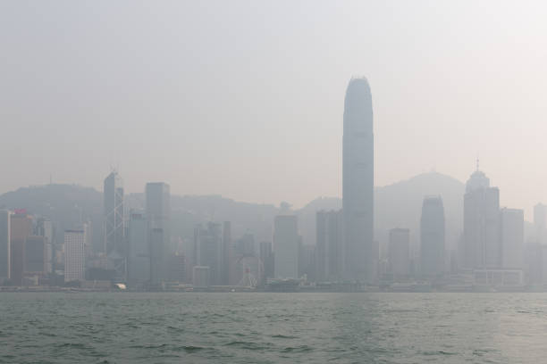 Air Pollution in Victoria Harbour, Hong Kong.