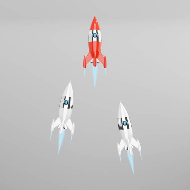 istock Space rocket - a concept of success, leadership, startup, rivalry. 3D rendering. 1166806402