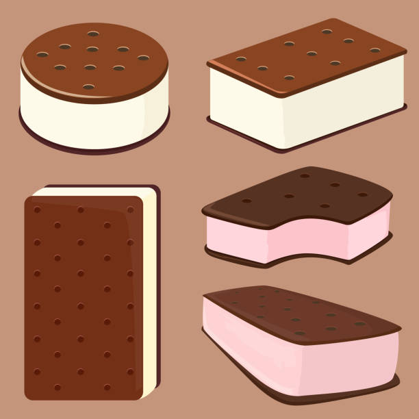 アイスクリームサンドイッチクッキーのセット - cold sandwich illustrations点のイラスト素材／クリップアート素材／マンガ素材／アイコン素材