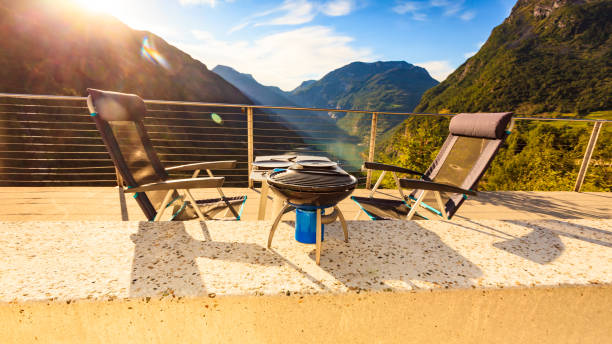 istock Dinner table with grill on norwegian nature 1166808447