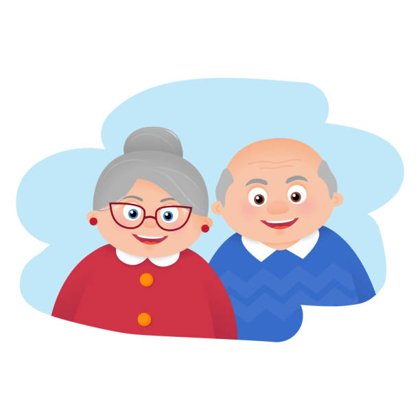 Cartoon Grandparents Elderly Couple Stock Illustration - Download Image Now  - Day, Grandparent, Grandfather - iStock