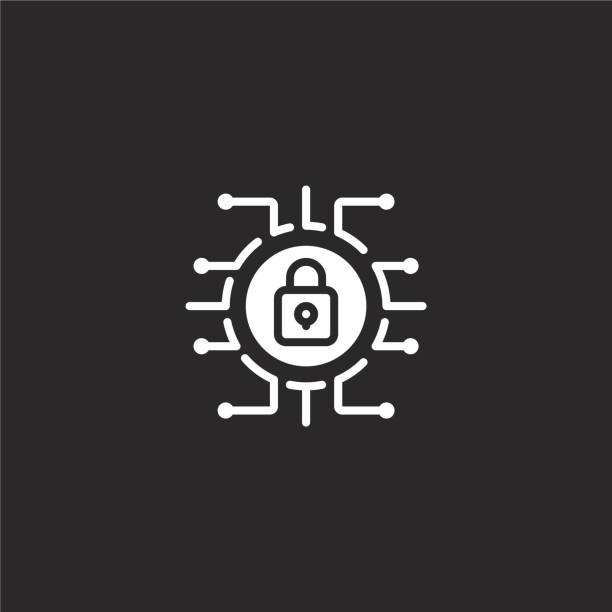 illustrazioni stock, clip art, cartoni animati e icone di tendenza di icona per la sicurezza informatica. icona di sicurezza informatica riempita per la progettazione di siti web e lo sviluppo di app mobili. icona di sicurezza informatica da raccolta di sicurezza informatica riempita isolata su sfondo nero. - firewall