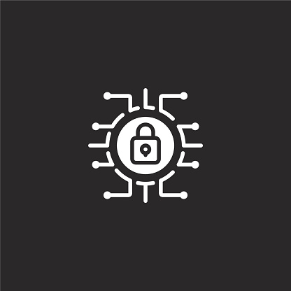 cyber security icon. Filled cyber security icon for website design and mobile, app development. cyber security icon from filled cyber security collection isolated on black background.