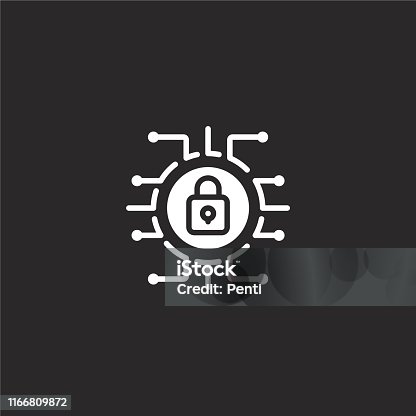 istock cyber security icon. Filled cyber security icon for website design and mobile, app development. cyber security icon from filled cyber security collection isolated on black background. 1166809872