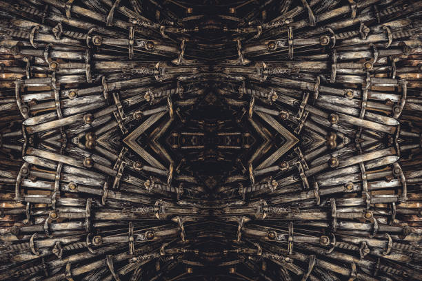 Metal knight swords background. The concept Knights.