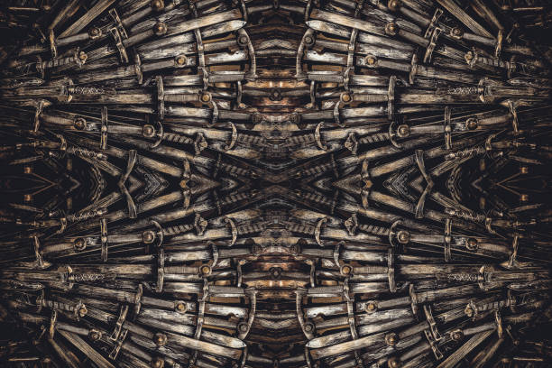 istock Metal knight swords background. The concept Knights. 1166809908