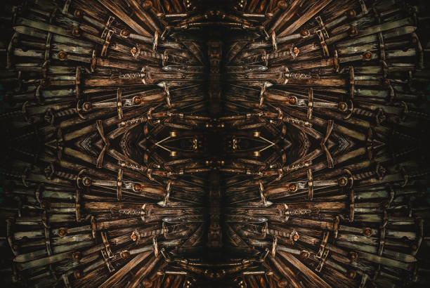 istock Metal knight swords background. The concept Knights. 1166809910