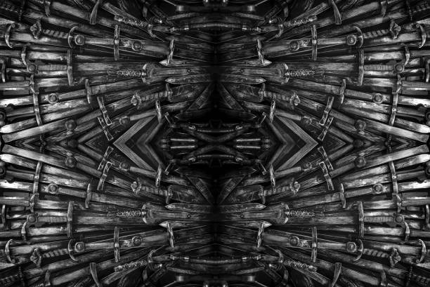 istock Metal knight swords background. The concept Knights. 1166809912