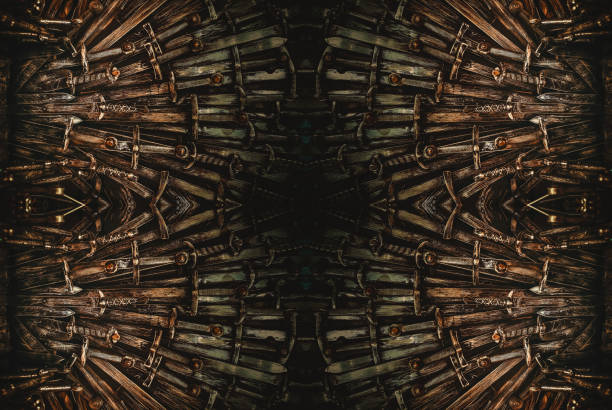 istock Metal knight swords background. The concept Knights. 1166809919