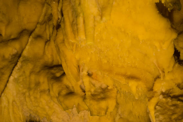 Impressive formations of the stalactites and stalagmites in Dirou Cave. Greek destination .Natural beauty. Mani, Laconia, Greece