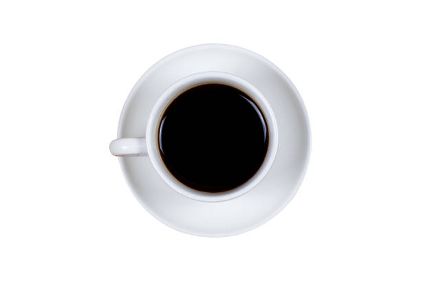 istock Black coffee in a coffee cup top view isolated on white background. 1166811365